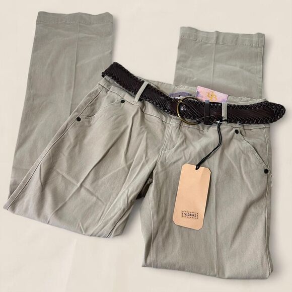 Vintage Y2K low rise khaki bootcut pants + braided brown belt | medium - Picture 5 of 7